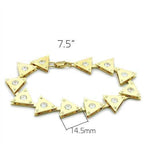 Golden triangle bracelet with clear stones, perfect vacation jewelry for women, 7.5 inches in length