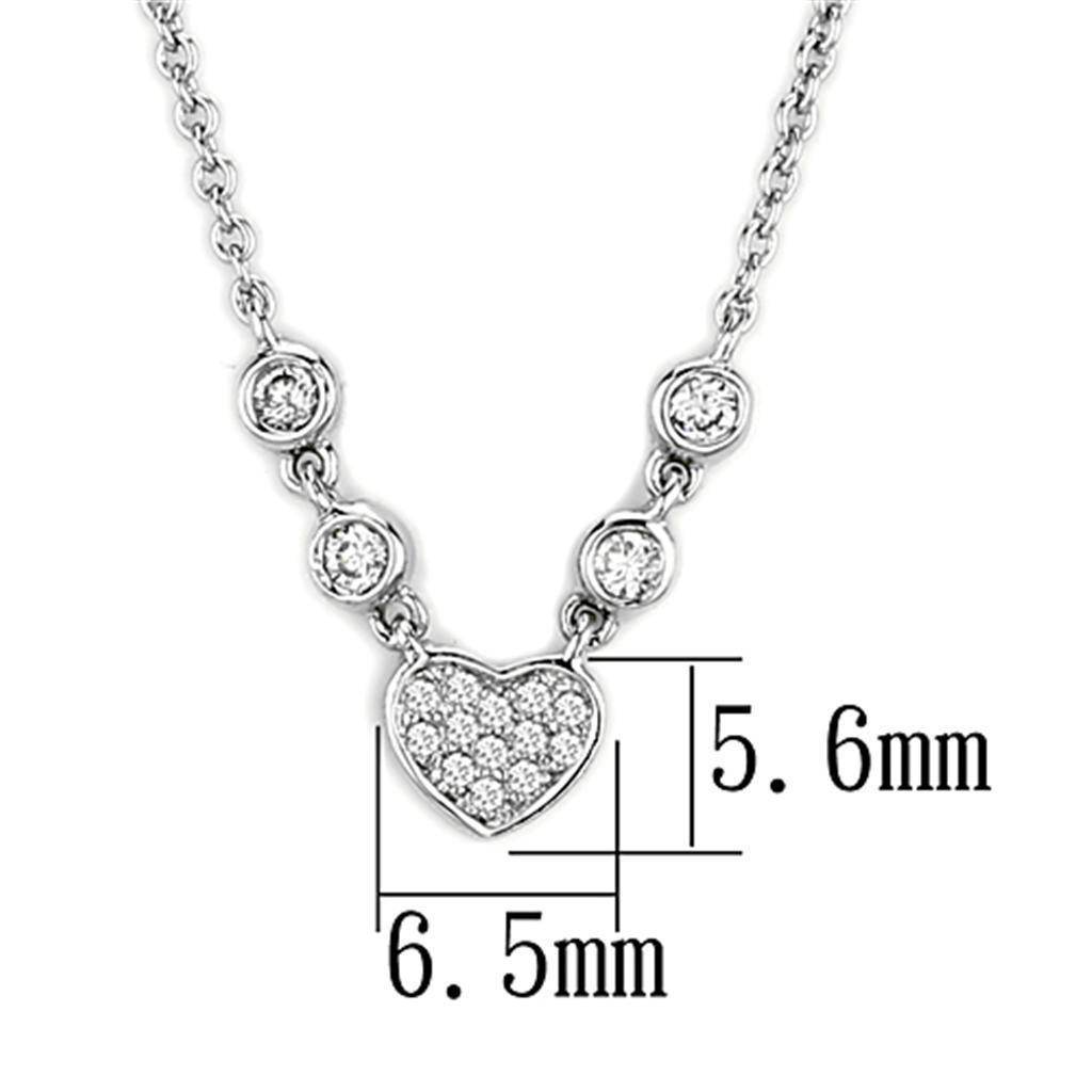 Silver necklace with heart pendant and sparkling stones, perfect vacation jewelry for women