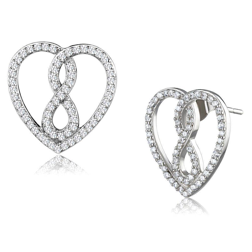 Elegant heart-shaped earrings with sparkling stones, perfect as vacation jewelry for women