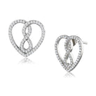 Silver Heart Infinity Earrings with Sparkling Stones, perfect vacation jewelry for women