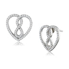 Silver Heart Infinity Earrings with Sparkling Stones, perfect vacation jewelry for women