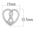 Stylish vacation jewelry for women featuring a sparkling infinity heart design with detailed dimensions