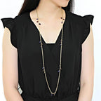 Elegant Vacation Jewelry for Women - Long Necklace with Purple Accents and Gold Chain
