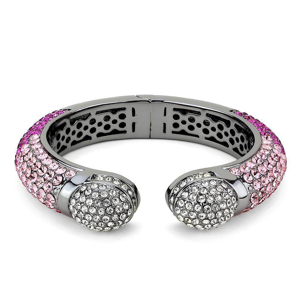 Stylish cuff bracelet with pink and clear crystals, perfect vacation jewelry for women