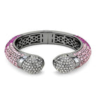 Stylish cuff bracelet with pink and clear crystals, perfect vacation jewelry for women