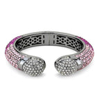 Stylish cuff bracelet with pink and clear crystals, perfect vacation jewelry for women