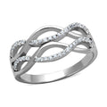 Stylish silver ring with wave design, adorned with sparkling stones, perfect vacation jewelry for women