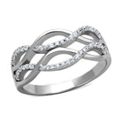 Stylish silver ring with wave design, adorned with sparkling stones, perfect vacation jewelry for women