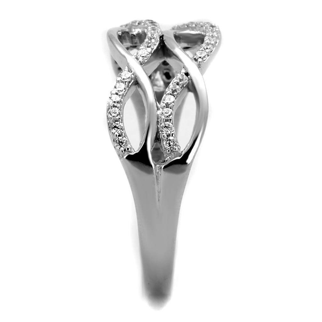 Elegant silver ring with intertwined design, perfect vacation jewelry for women.