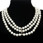 Elegant three-strand pearl necklace, perfect vacation jewelry for women, ideal for special occasions