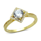 Stunning vacation jewelry gold ring with a square cubic zirconia surrounded by sparkling stones