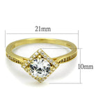 Vacation jewelry gold ring featuring a large diamond-like stone with sparkling details on a gold band