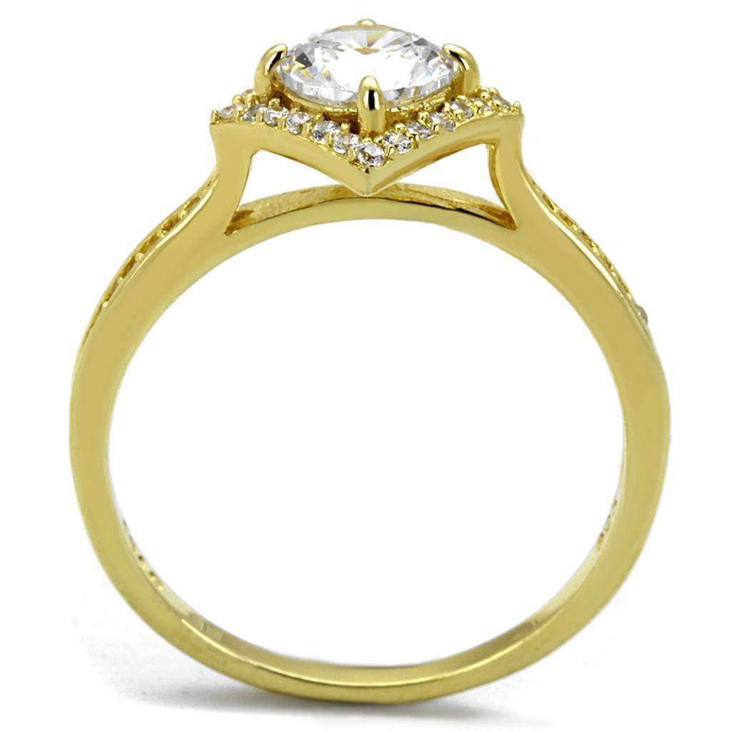 Stylish vacation jewelry gold ring with a sparkling center stone and delicate gold setting