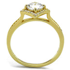 Stylish vacation jewelry gold ring with a sparkling center stone and delicate gold setting
