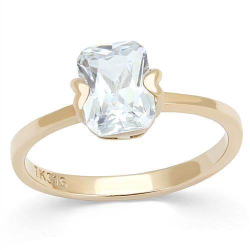 Elegantly designed vacation jewelry rose gold ring featuring a sparkling clear gemstone