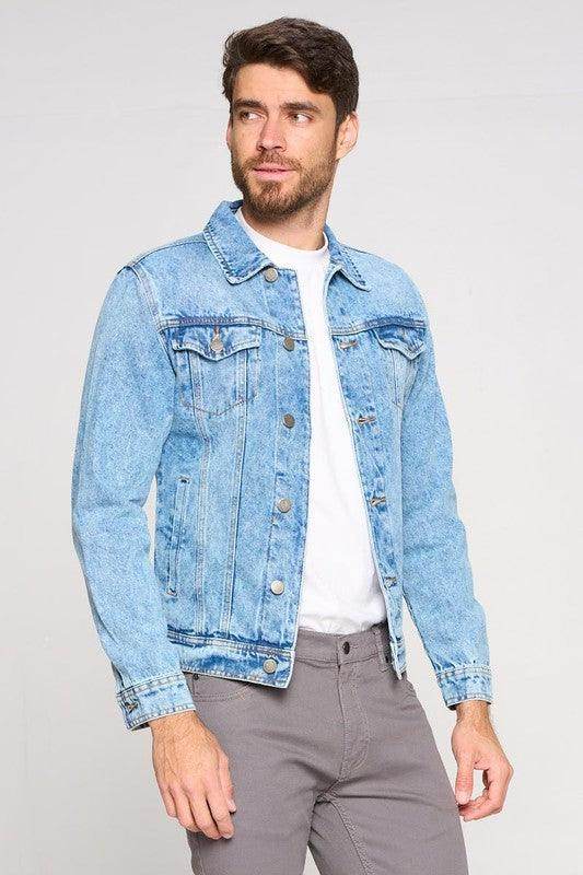 Men's vacation light blue jacket by Blue Age, featuring a stylish denim design for casual outings