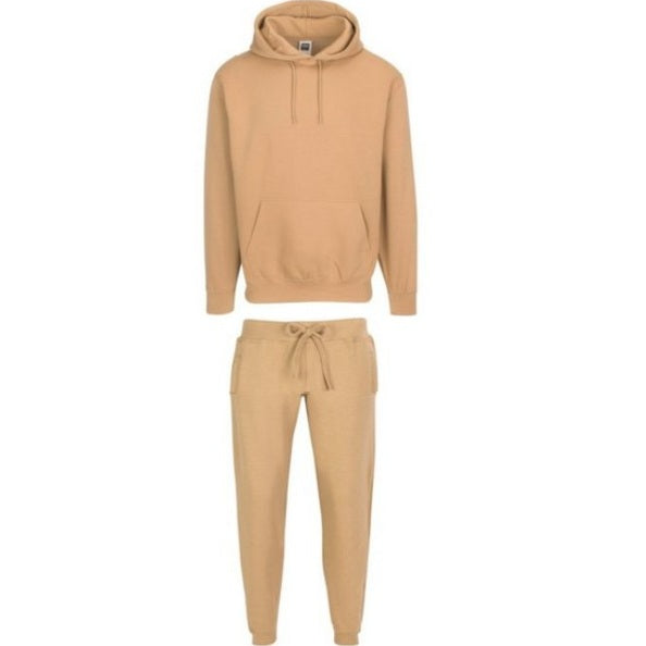 Generation XYZ men's outfit set in tan with hoodie and jogger pants vacation loungewear for men and women