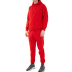 Generation XYZ men's red outfit set in vacation loungewear for men and women with hoodie and jogger pants