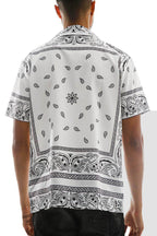 VacationGrabs Men's Bandana Print Shirt in White for stylish vacation mens clothing