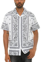 VacationGrabs Men's Short-Sleeve Bandana Print Shirt for Stylish Vacation Mens Clothing
