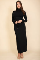 Elegant black long sleeve dress from VacationGrabs, perfect for trendy vacation outfits for women
