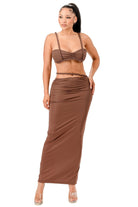 Stylish two-piece brown women's outfit set, perfect vacation outfits for women with a flattering design.