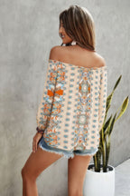 Vacation print long sleeve blouse in soft fabric with vibrant patterns for a stylish summer look