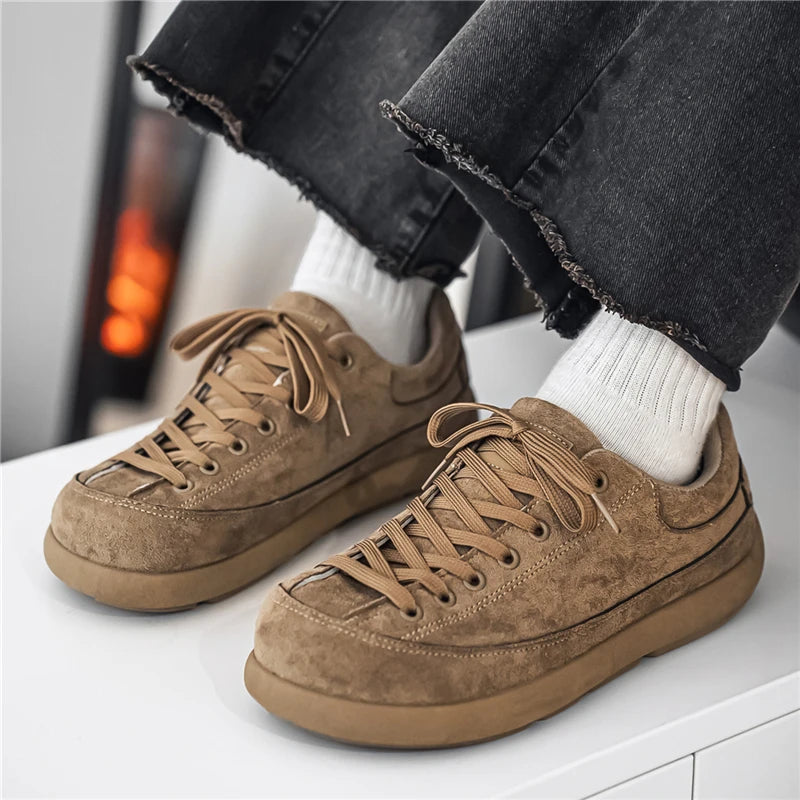 Men's brown suede shoes, vacation quality and lightweight for casual wear