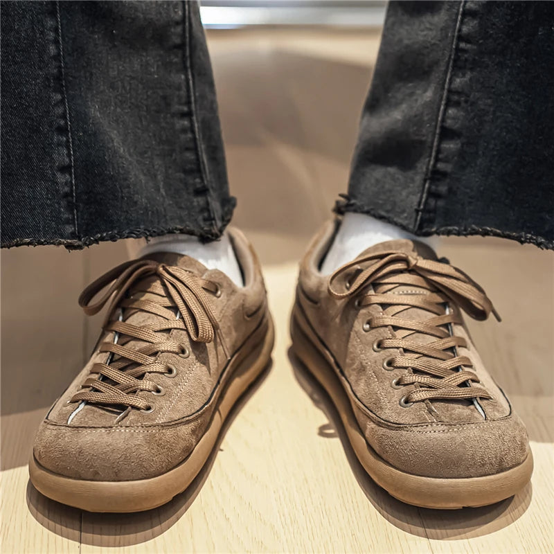 Men's lightweight brown suede shoes for vacation quality comfort