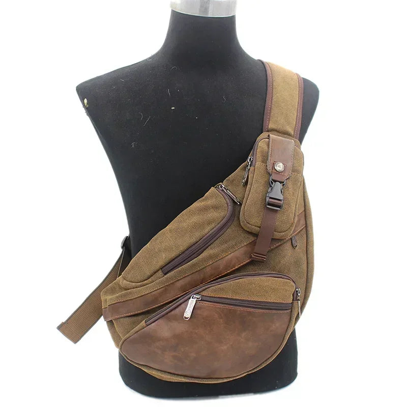 VacationGrabs lightweight shoulder bag, durable canvas with leather accents, perfect for travel