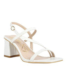 Rag Company vacation ready sandals white with stylish crisscross straps and block heel