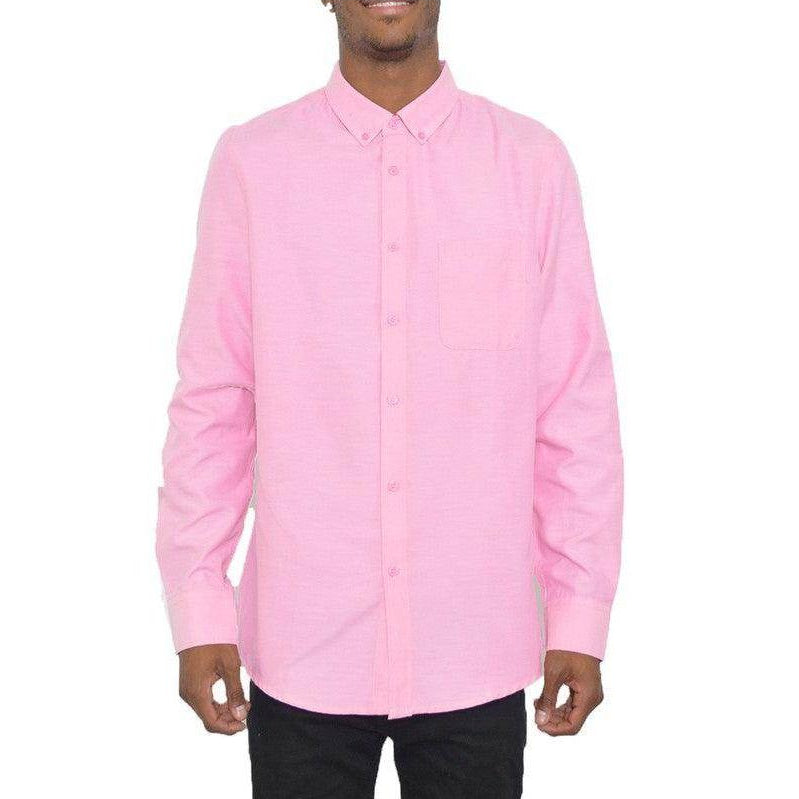 WEIV Men's Light Pink Button Down Vacation Shirts with Classic Fit and Chest Pocket