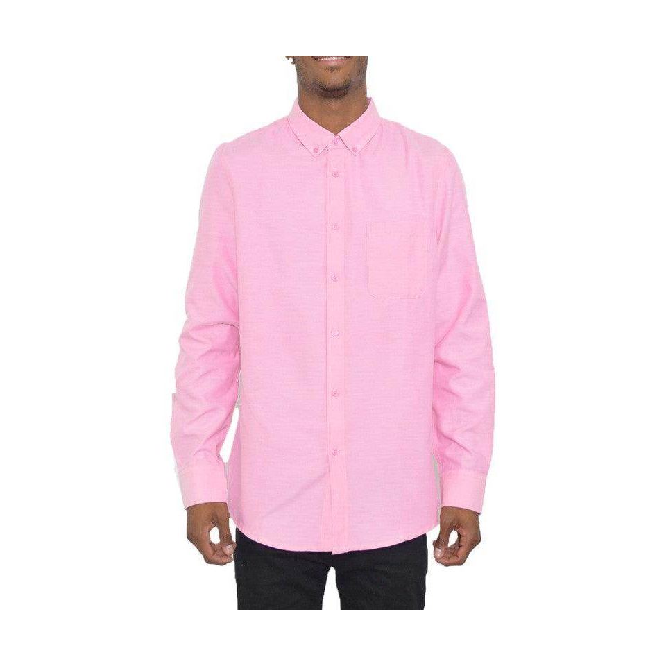 WEIV Men's Light Pink Button Down Vacation Shirts with Classic Fit and Chest Pocket