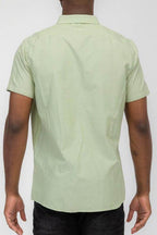 WEIV Men's Short Sleeve Vacation Shirts in Soft Green Color with a Comfortable Fit