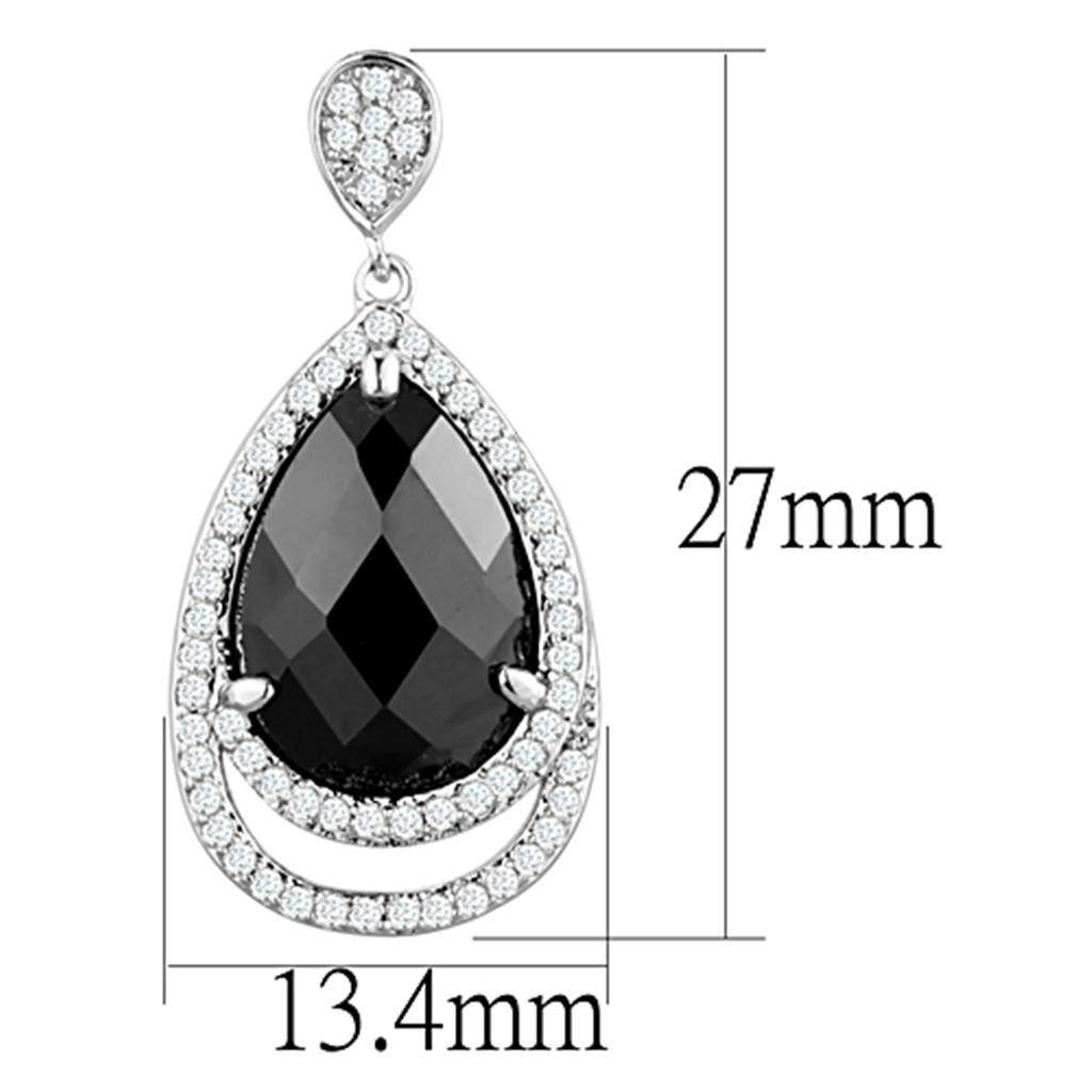 Elegant vacation statement earrings for women featuring a large black teardrop gemstone and sparkling accents
