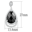 Elegant vacation statement earrings for women featuring a large black teardrop gemstone and sparkling accents