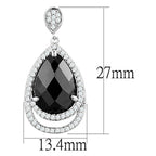 Elegant vacation statement earrings for women featuring a large black teardrop gemstone and sparkling accents