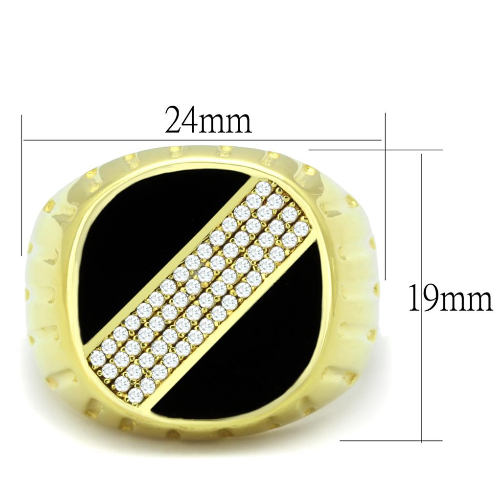 Vacation style 925 sterling silver jewelry for men featuring a gold and black ring with crystal accents