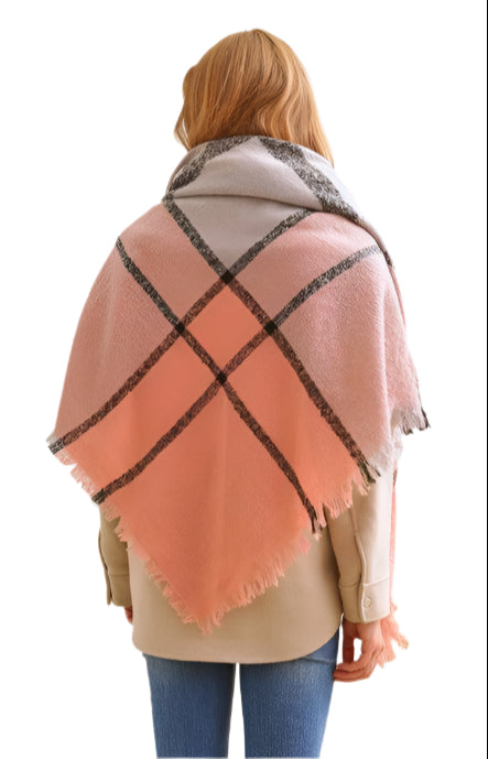 Bella Chic Women's Warm Plaid Scarf, a perfect vacation style accessory for chilly evenings