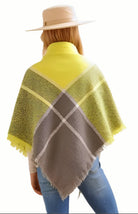 Bella Chic Women's Poncho in Bright Yellow and Gray, a perfect vacation style accessory