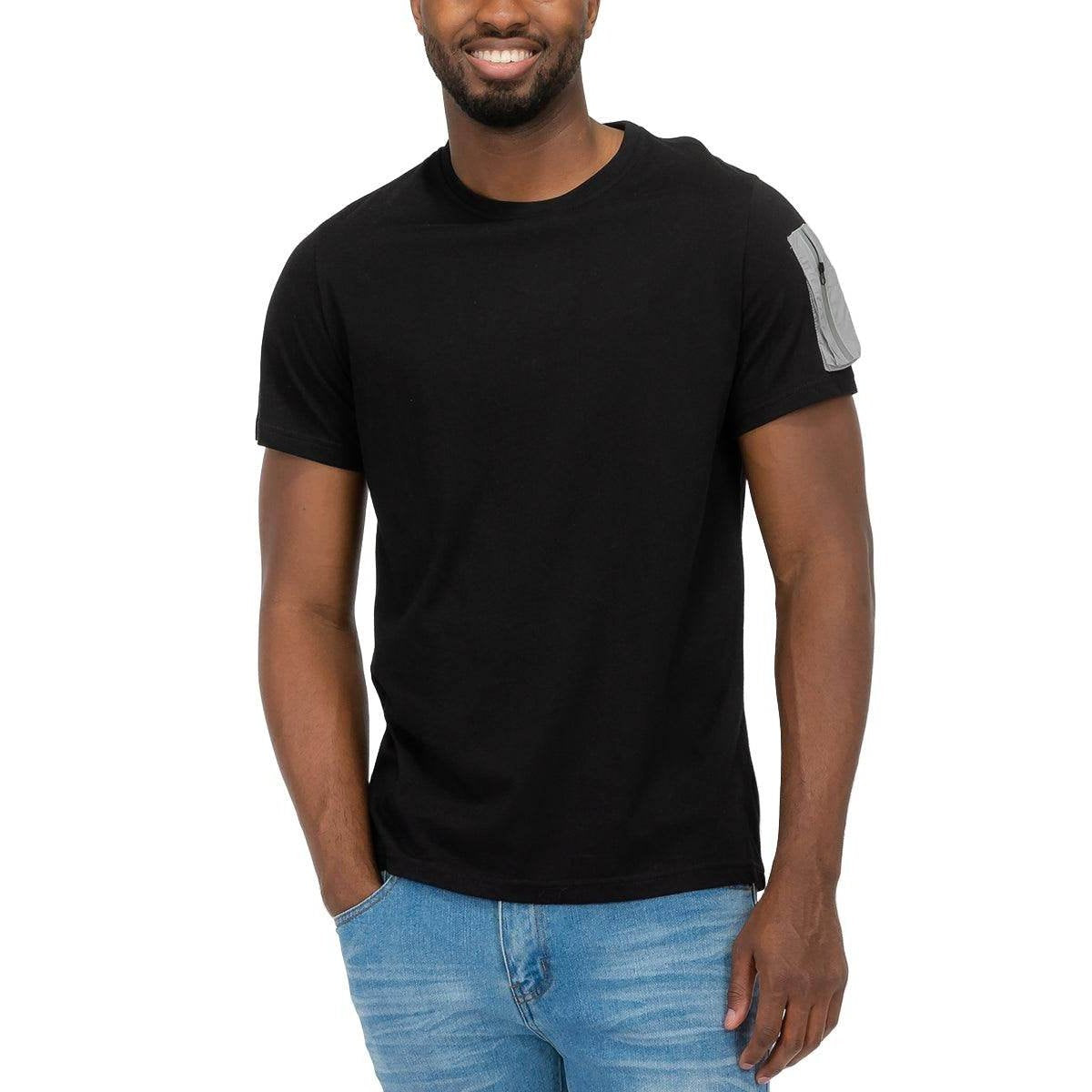 Men's Vacation Style Black Tee with modern fit and stylish details for casual wear