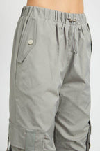 Emory Park women's vacation style cargo pants in gray with adjustable waistband and pockets