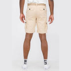 WEIV Men's Beige Vacation Style Cargo Shorts with Side Pockets for Comfort and Utility