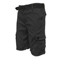 WEIV Men's Vacation Style Cargo Shorts in Black with Multiple Pockets and Adjustable Belt