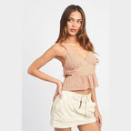 Emory Park vacation style crop top in soft ribbed fabric, perfect for summer outings or beach trips