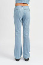Emory Park women's vacation style flared jeans in light blue with a stylish striped design