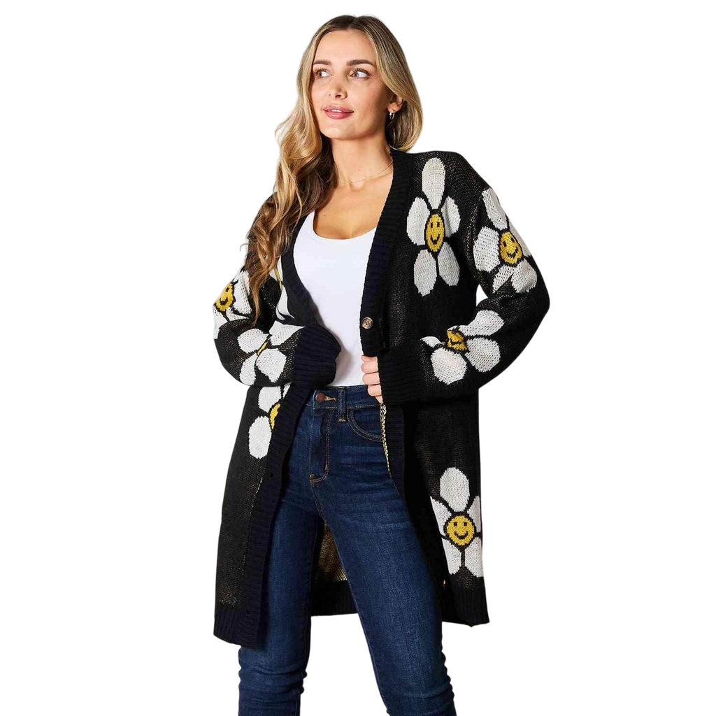 VacationGrabs Vacation Style Floral Cardigan for Women