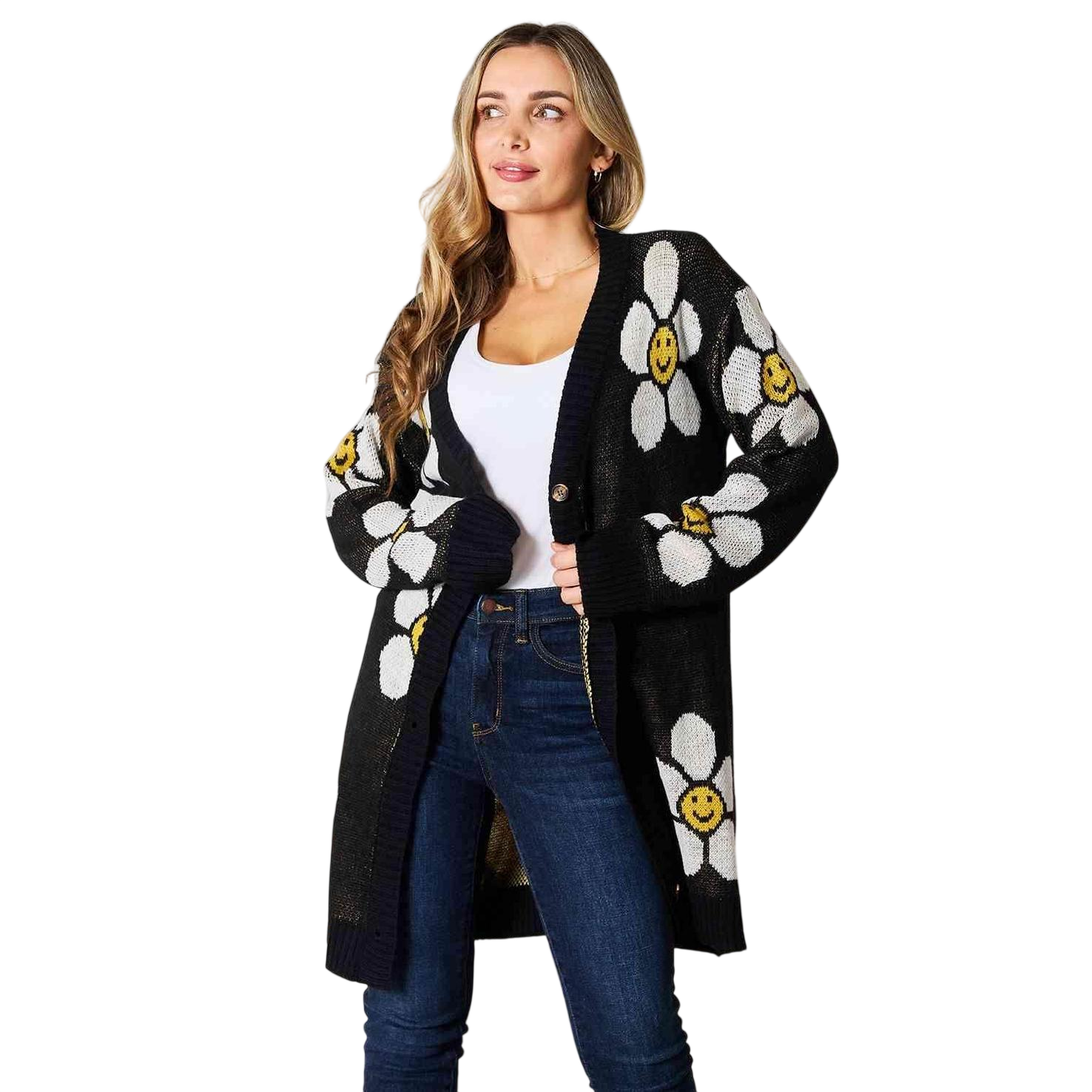 VacationGrabs Vacation Style Floral Cardigan for Women