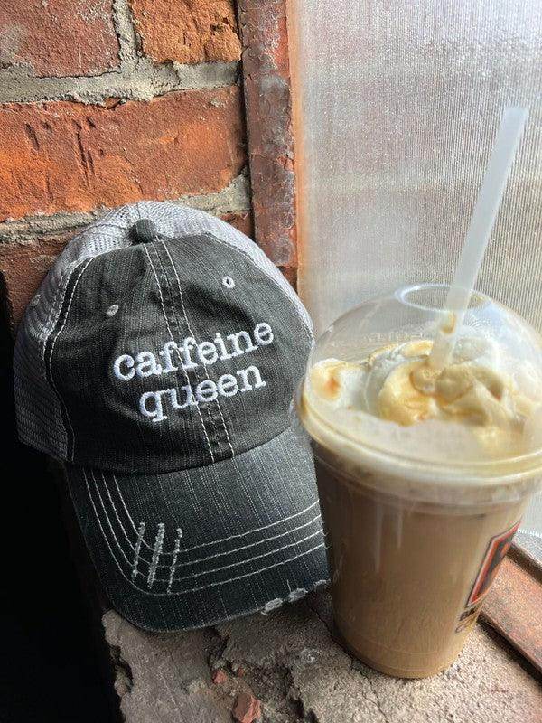 Ocean and 7th caffeine queen hat in black and gray, perfect for vacation style hats lovers