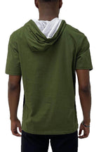 Men's VacationGrabs vacation style hooded t-shirt in olive green with a modern fit and stylish hood